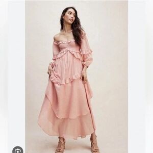 Spell & The Gypsy Clementine Mermaid Smocked Tiered Layered Ruffle Maxi Dress XS